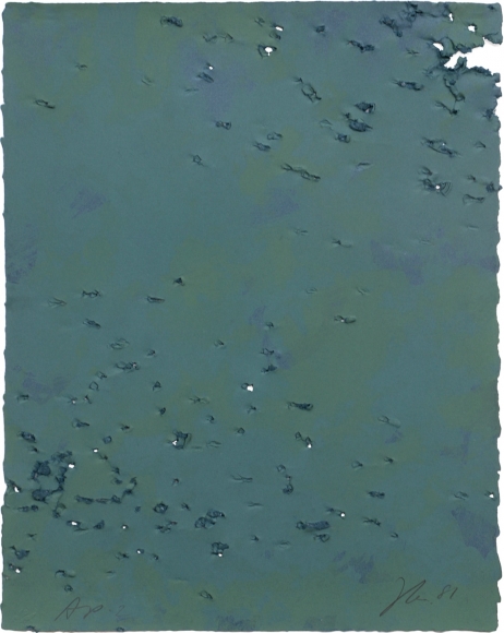 Joe Goode Untitled, 1981 Lithograph with gunshot impression by artist