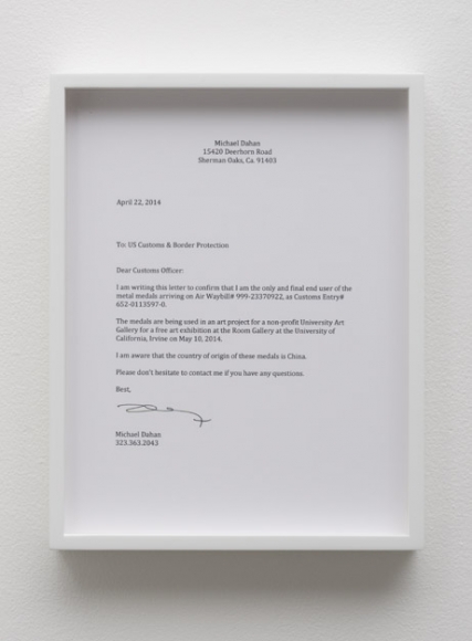 Michael Moshe Dahan, Letter to Customs Officer