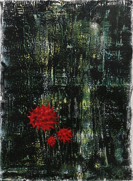 Dennis Hollingsworth The Dog, 2012 Lithography & silkscreen monoprint with archival inkjet collage, no. 20 from a series of 26 unique monoprints