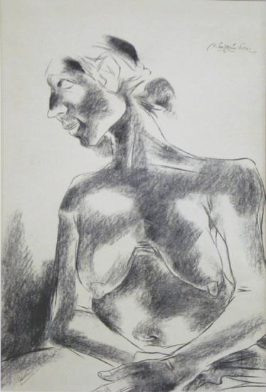Laxma Goud UNTITLED (ELDERLY WOMAN RESTING)