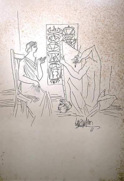 Sadequain UNTITLED, HEADLESS SELF PORTRAIT