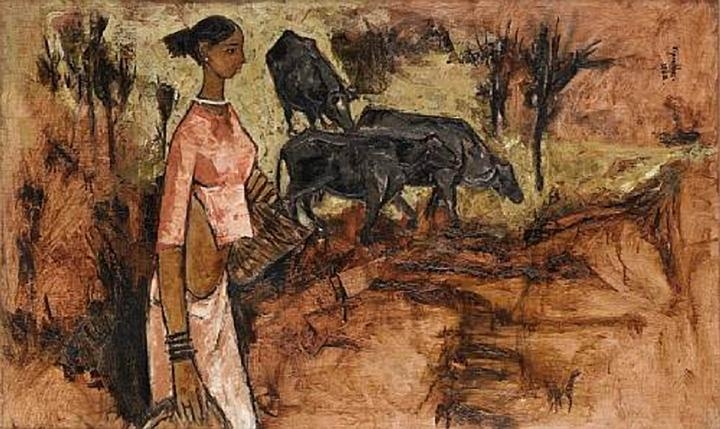 B. Prabha UNTITLED (WOMAN WITH BULLS)