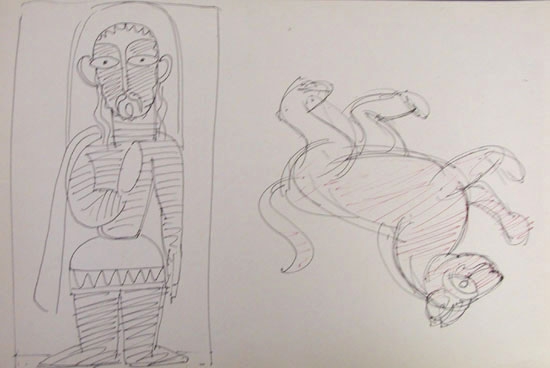 Jamini Roy CHRIST AND UPSIDE-DOWN LION