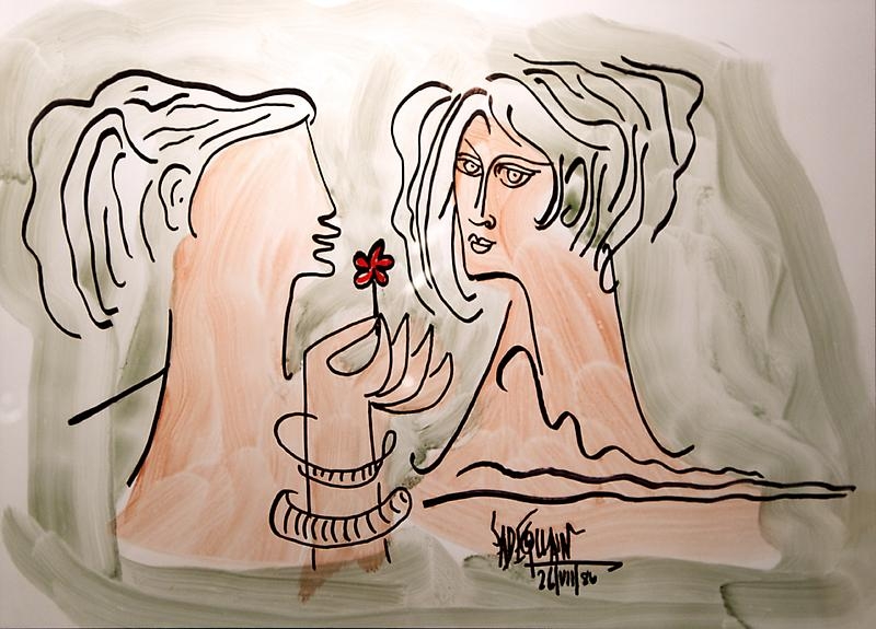 Sadequain UNTITLED, WOMEN WITH FLOWER