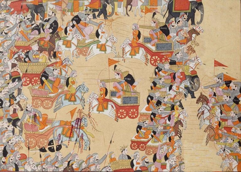 Battle Scene from the Mahabharata: The Battle between Karna and Pradyumma