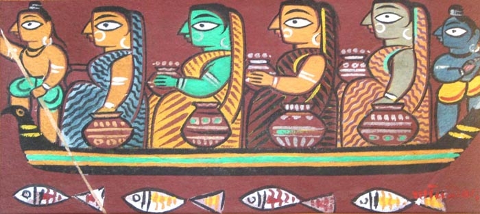 Jamini Roy KRISHNA AND BALARAM FERRYING THE GOPININS ACROSS THE JAMUNA