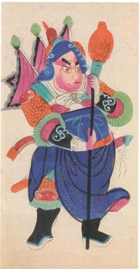 Kalighat Painting GUARDIAN FIGURE (BLUE)
