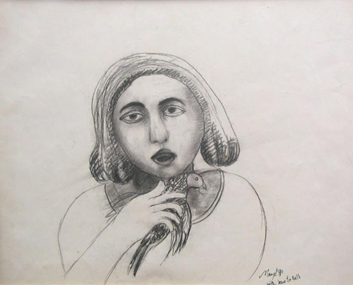 Manjit Bawa UNTITLED (WOMAN WITH BIRD)