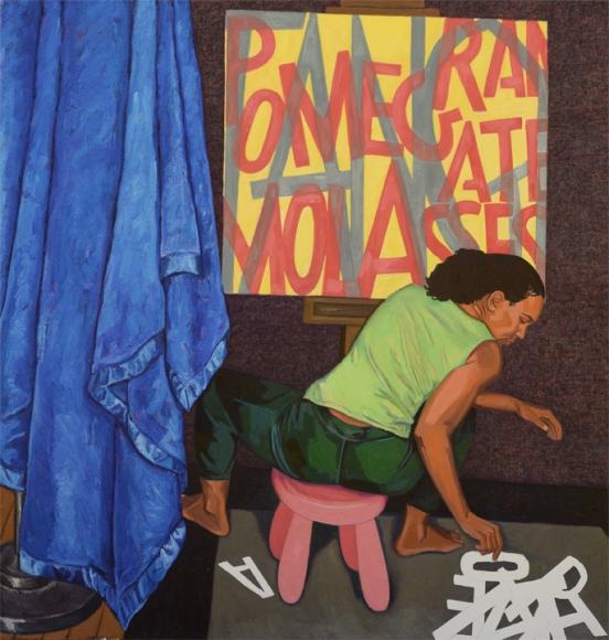 Mequitta Ahuja, Seated Scribe (Pomegranate Molasses)