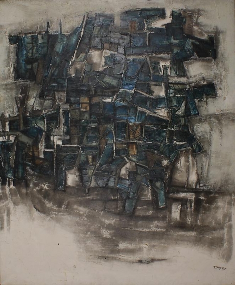 Ram Kumar BLUE AND WHITE ABSTRACTION