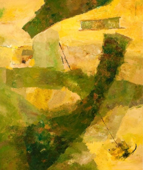 Ram Kumar Untitled Abstract (Green and Yellow)