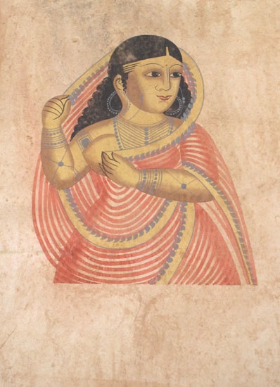 Kalighat Painting UNTITLED 12 (GIRL IN RED)