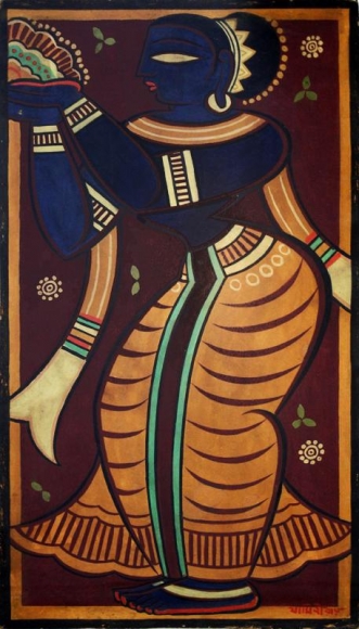 Jamini Roy Blue Apsara (Apsara Holding Harvest)