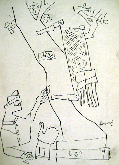 M.F. Husain Untitled (Man and Tree)