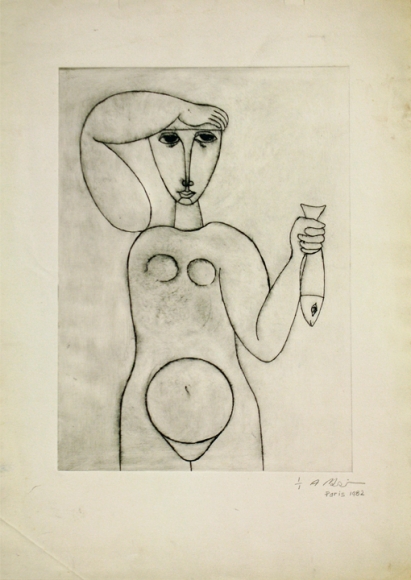 Ahmed Morsi Untitled (Figure holding Fish)