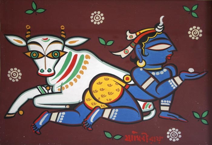 Jamini Roy Krishna with Cow 2