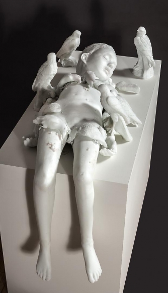 Snowchild kiln cast glass, pigments