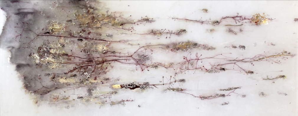 Flight carved, engraved, silvered plexiglass, paper