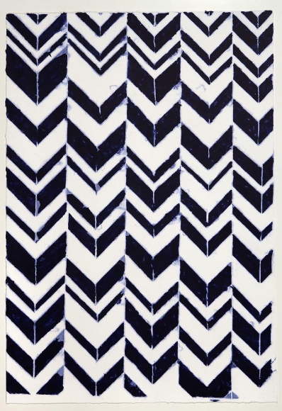 Indigo Chevron handmade linen and cotton paper