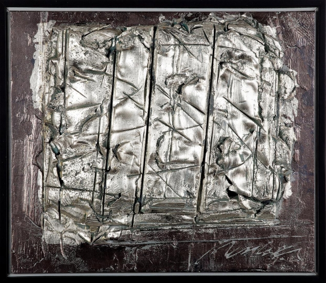 Chauvin Asian and palladium leaf over gray clay