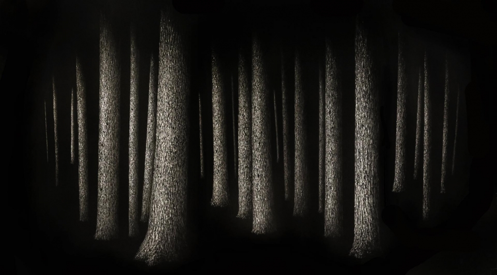 Stillness, 2018 incised painted aluminum