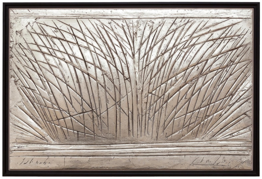 LaPlace white gold leaf over beige clay