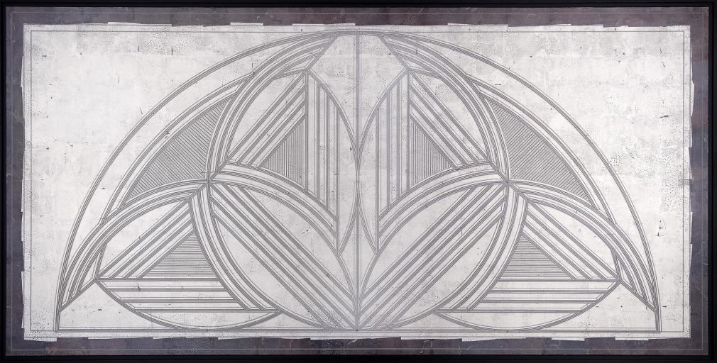 Bridge 11 palladium and Asian silver leaf on gray clay