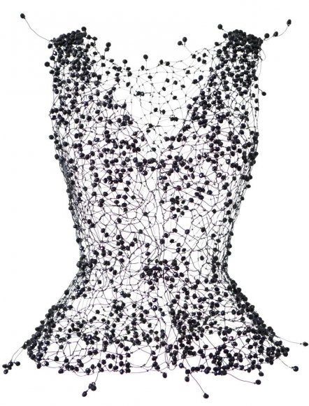 Onyx Vest black wire and beads