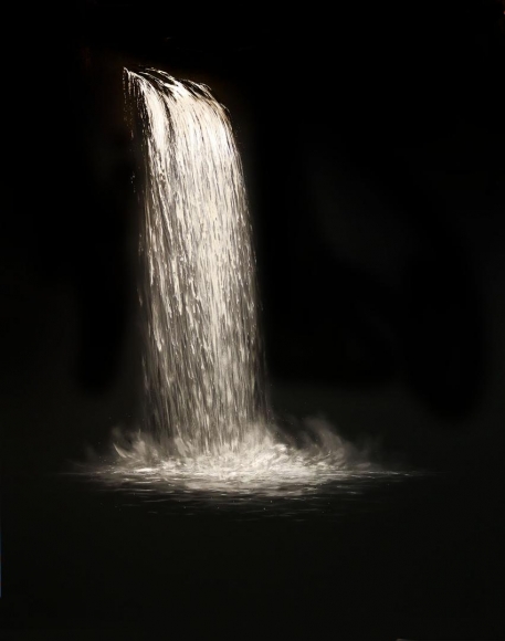 Waterfall 2015 incised painted aluminum
