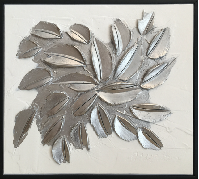 Rouville LII white and blue clay with palladium leaf