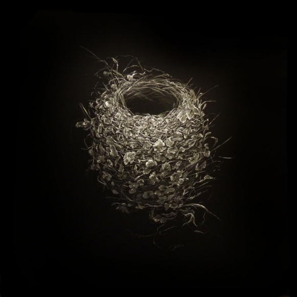 Hummingbird Nest incised painted aluminum