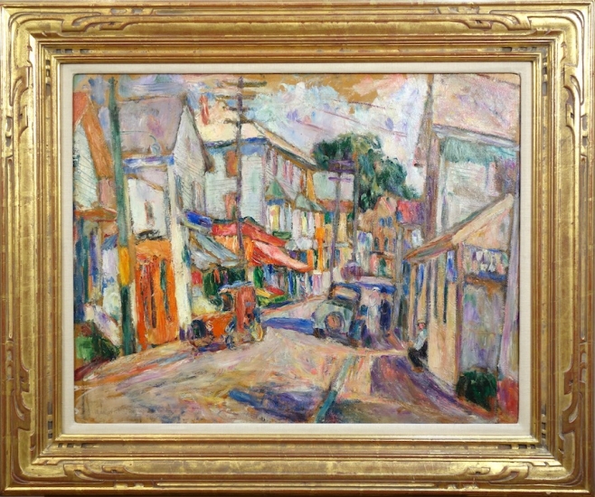 Abraham Manievich Peekskill Street Scene Oil on Canvasboard circa 1928