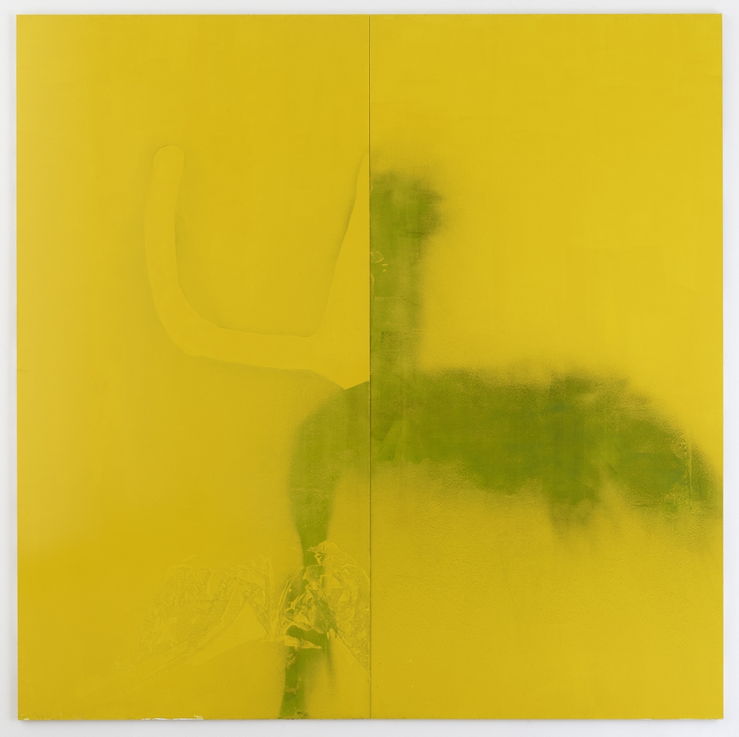 Albert Oehlen, Untitled, 2019, Laquer and oil on alubond, 102 3/8 x 102 3/8 inches (260 x 260 cm), 2 Parts, each: 102 3/8 x 51 1/5 inches (260 x 130 cm)