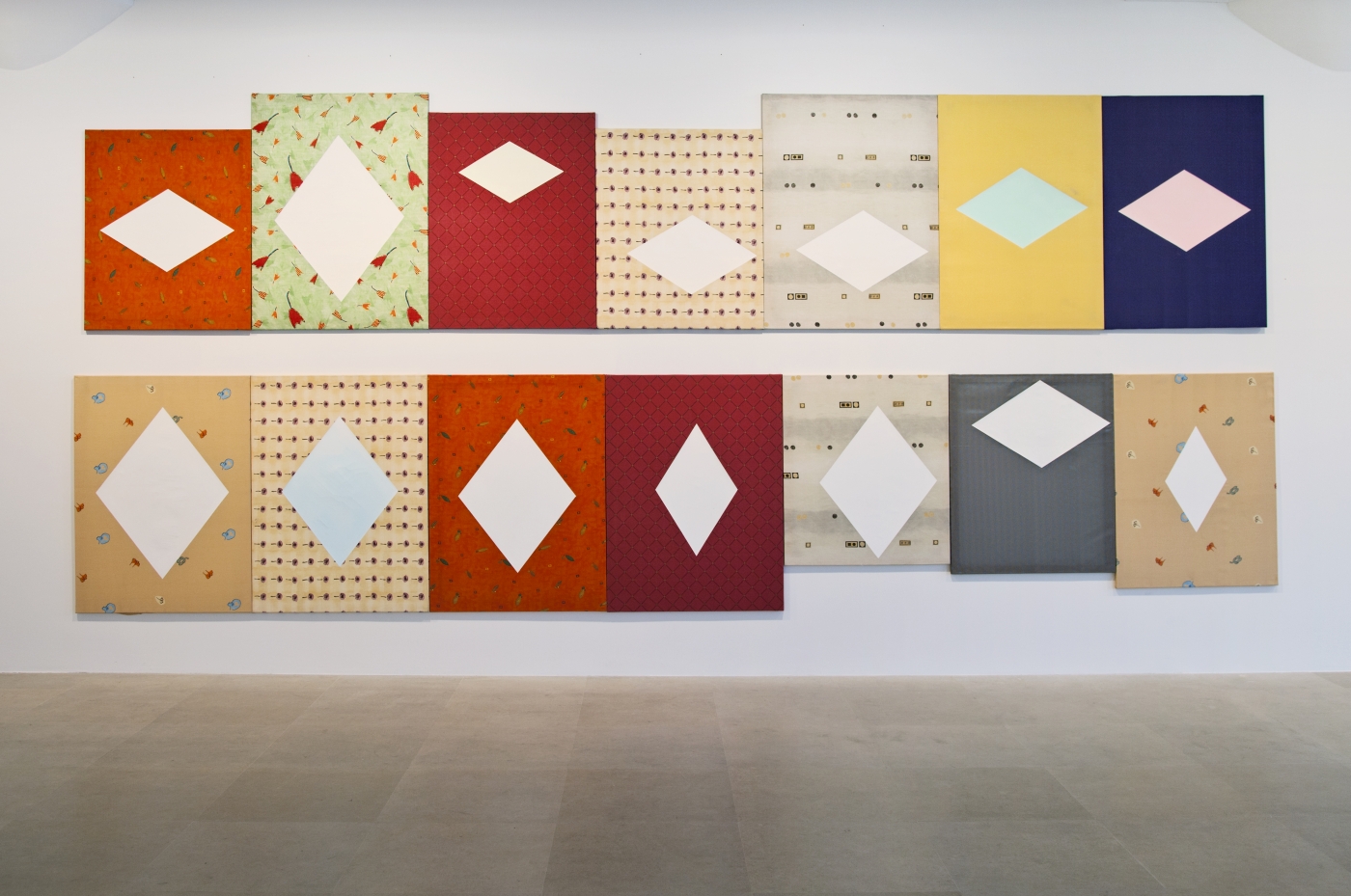 Michael Krebber mein frieden mit der kleinkunst, 2003 14 dispersion on fabric paintings Dimensions variable