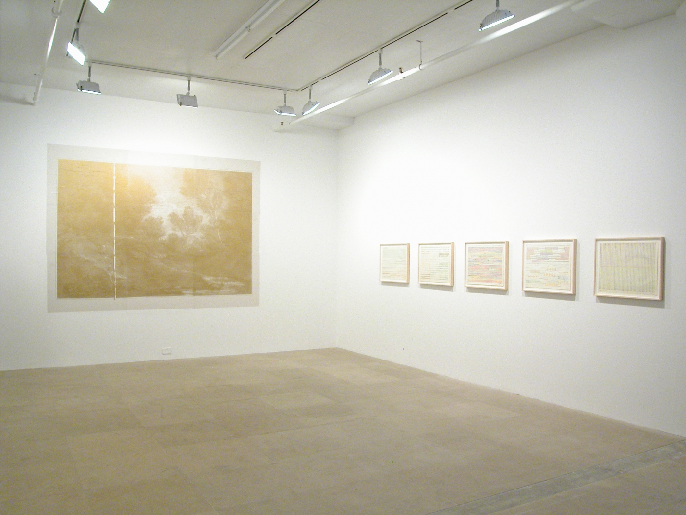 Installation view, Works on Paper & Ricci Albenda, Greene Naftali, New York, 2008