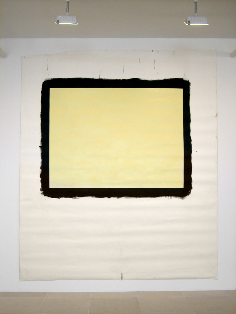 Tony Conrad Yellow Movie 2/27-28/73, 1973 Emulsion: Citron tinted low lustre enamel, Speedflex Latex Colorizer, Brooklyn Paint & Varnish Co. Base: Studio white seamless paper 122 x 106 inches