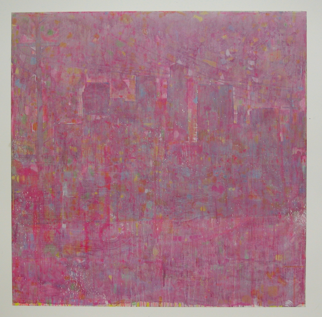 Untitled (Purple Skyline), 2003 acrylic, pastel, pencil on canvas 72 x 72 inches