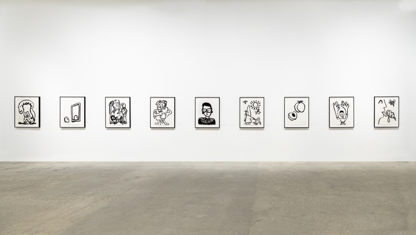 Paul Chan, Installation view, Drawings for Word Book by Ludwig Wittgenstein, Greene Naftali, New York, 2020
