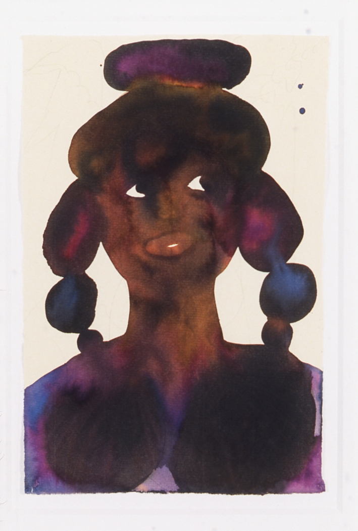 Chris Ofili, Untitled, 1998, watercolor on paper, 9 1/2 x 6 inches