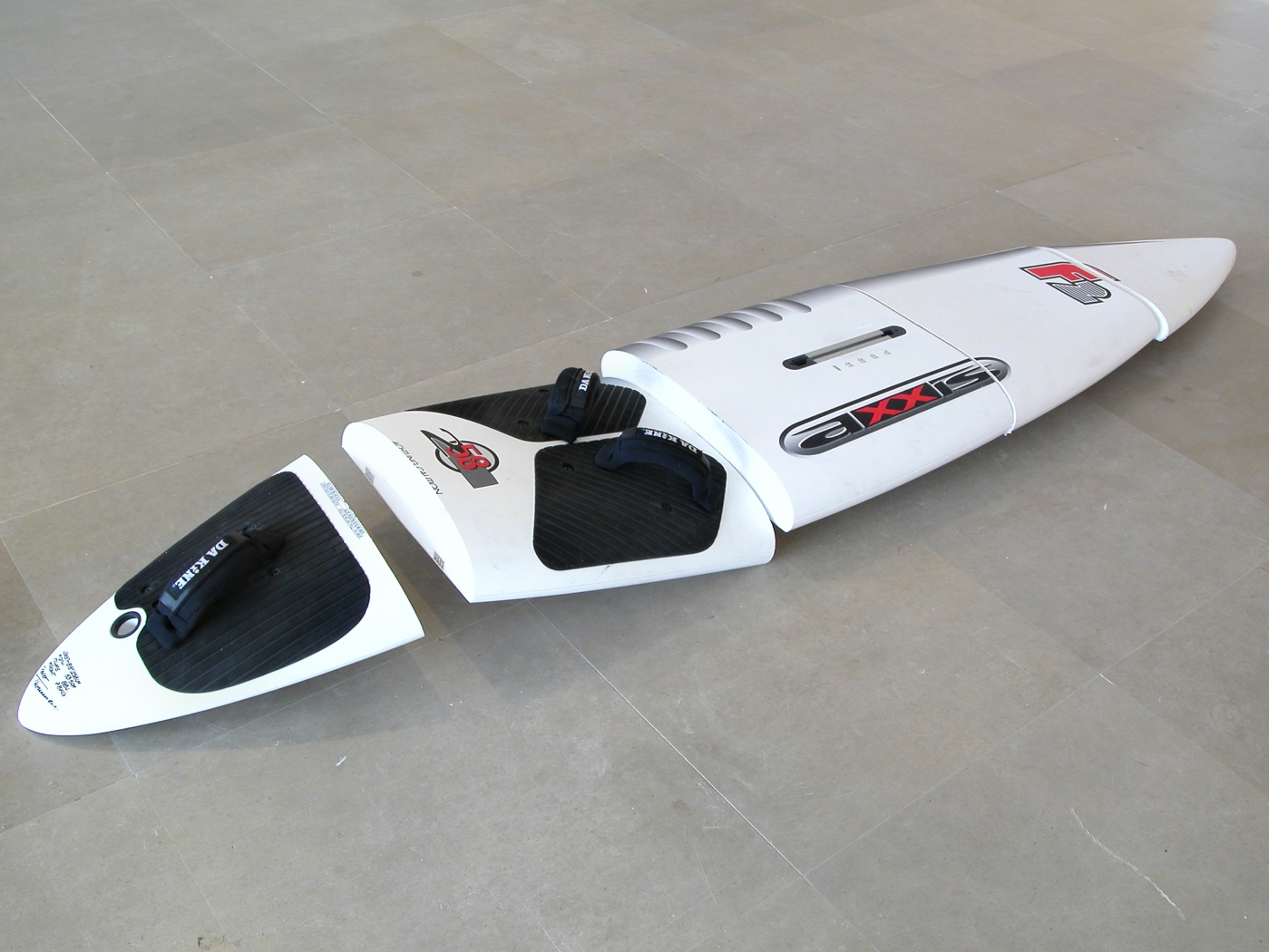 Michael Krebber, axxis, 2008, Windsurfing board, wall mounts, 21 x 158 inches