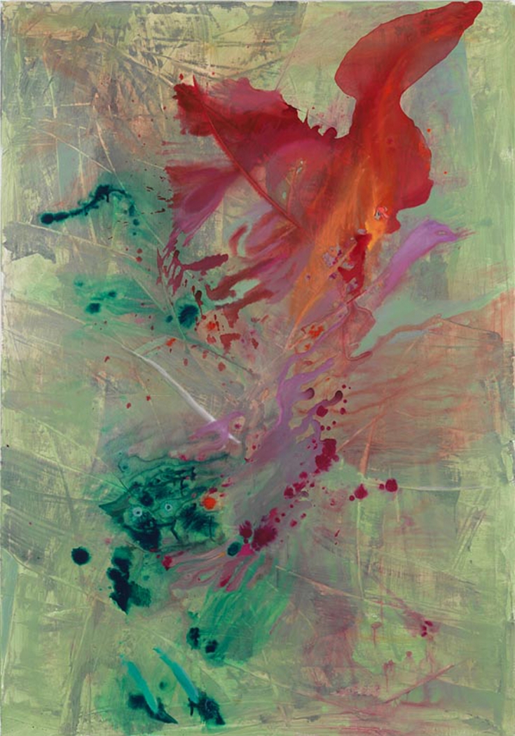 Ohne Titel, 2011, Watercolor, ink, pastel, oil, and acrylic on canvas, 78 3/4 x 55 1/4 inches