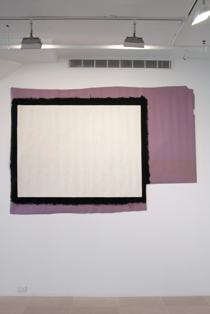 Tony Conrad Yellow Movie 1/25-31/73, 1973 Emulsion: Gull white flat interior latex, Magicolor No. 3011 - 11 Base: Lilac seamless paper 73 x 130 inches