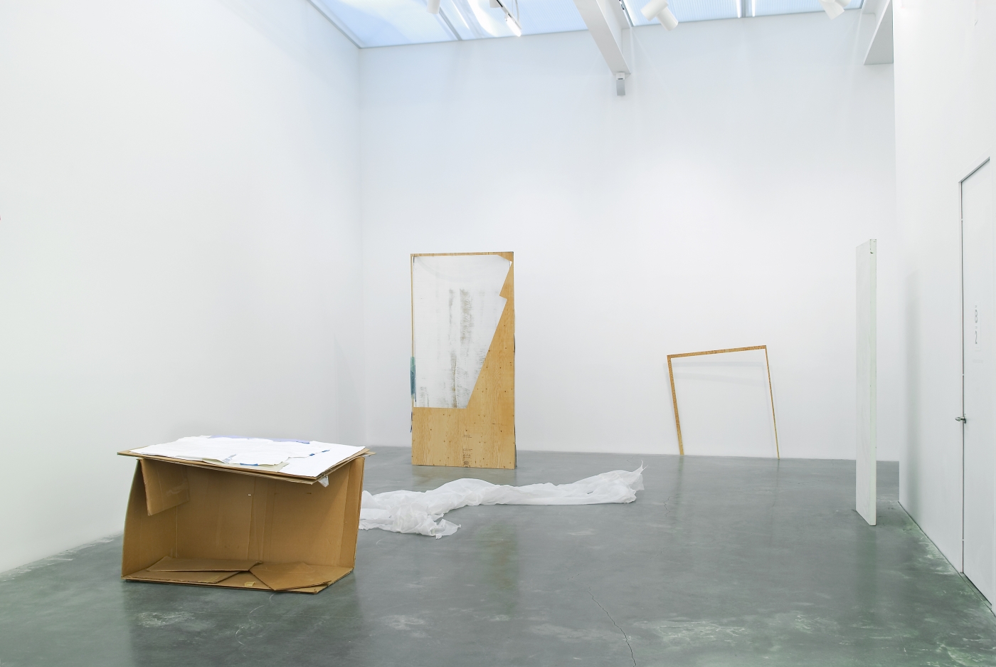 Gedi Sibony The Circumstance, the Illusion and Light Absorbed as Light, 2007 Wood, cardboard, paint, plastic, tape Dimensions variable