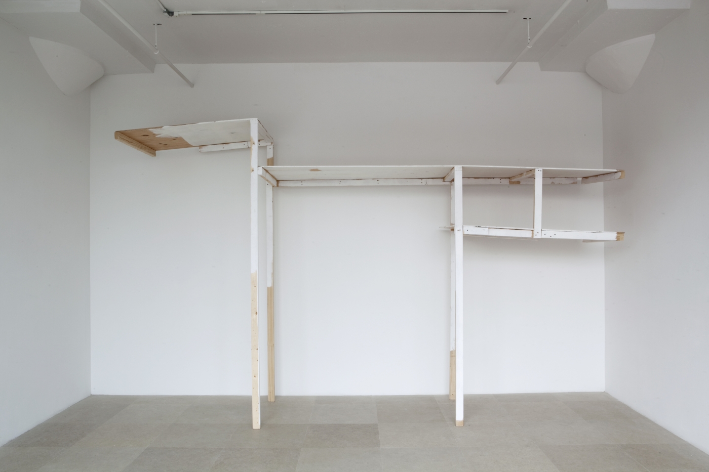 Gedi Sibony, Set Into Motion (Asleep Inside the Wall), 2010, wood, screws, paint, 106 x 176 x 36 1/2 inches