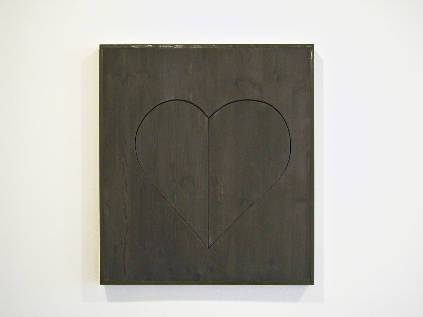 Heart (dark brown), 2006, wood, stain, wax, resin lacquer, 28 1/4 x 25 1/4 x 2 inches