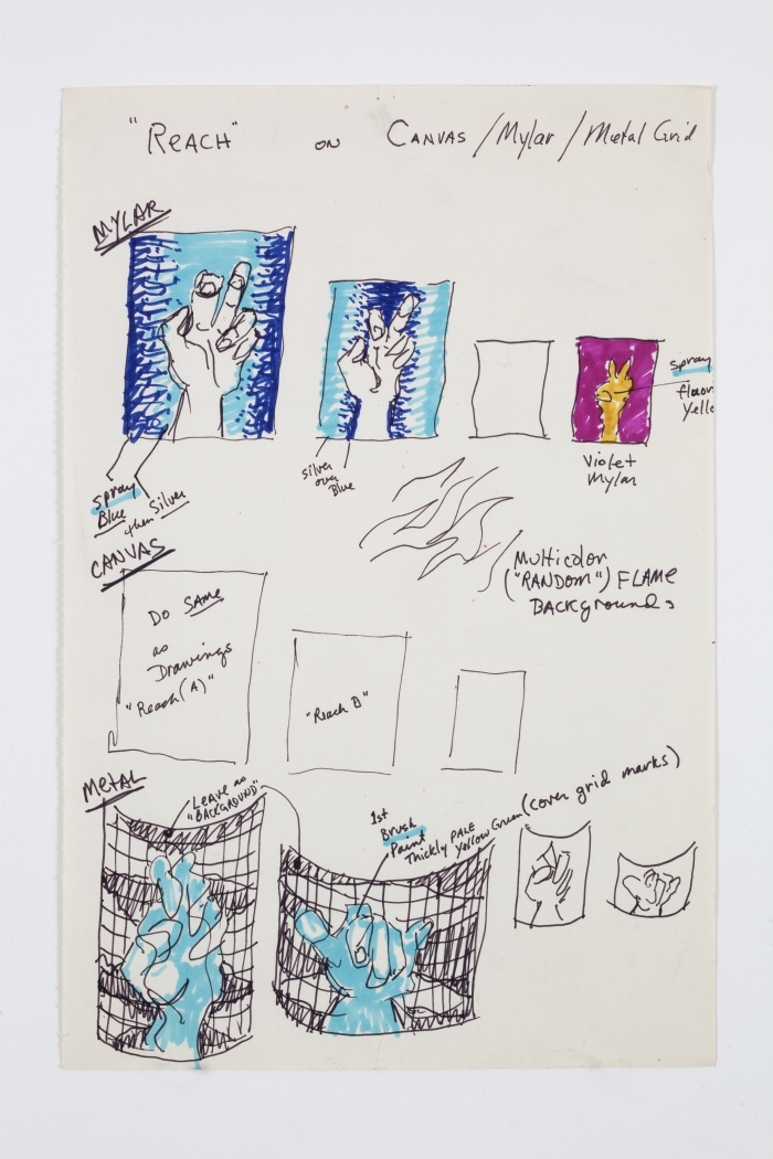 Paul Sharits, Reach, mixed media on paper, 11 1/2 x 7 3/4 inches