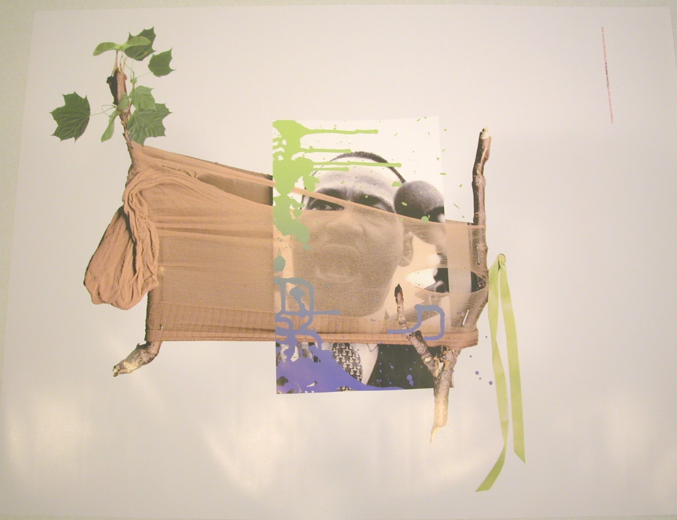 Kelley Walker, Park Avenue pantyhose plus staples and twigs with leaves a& ribbon; Martin Luther King, 2004, CD Rom with color poster, 38 1/2 x 51 inches