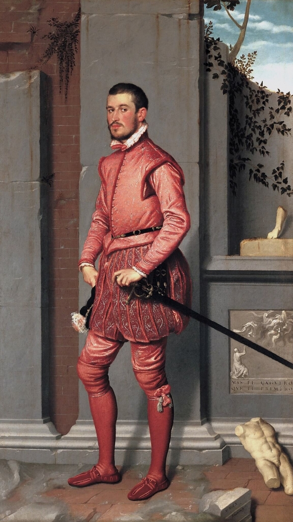 Image: Giovanni Battista Moroni, Giovanni Gerolamo Grumelli, called Il Cavaliere in Rosa (The Man in Pink), dated 1560. Oil on canvas, 85 x 48 3/8 in. Fondazione Museo di Palazzo Moroni, Bergamo – Lucretia Moroni Collection. Photo Mauro Magliani