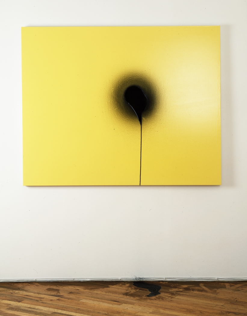 Stephen Prina, Push Comes to Love: Yellow,1999, photo screenprint with acrylic and acrylic enamel on canvas, 47 5/8 x 59 3/8 inches