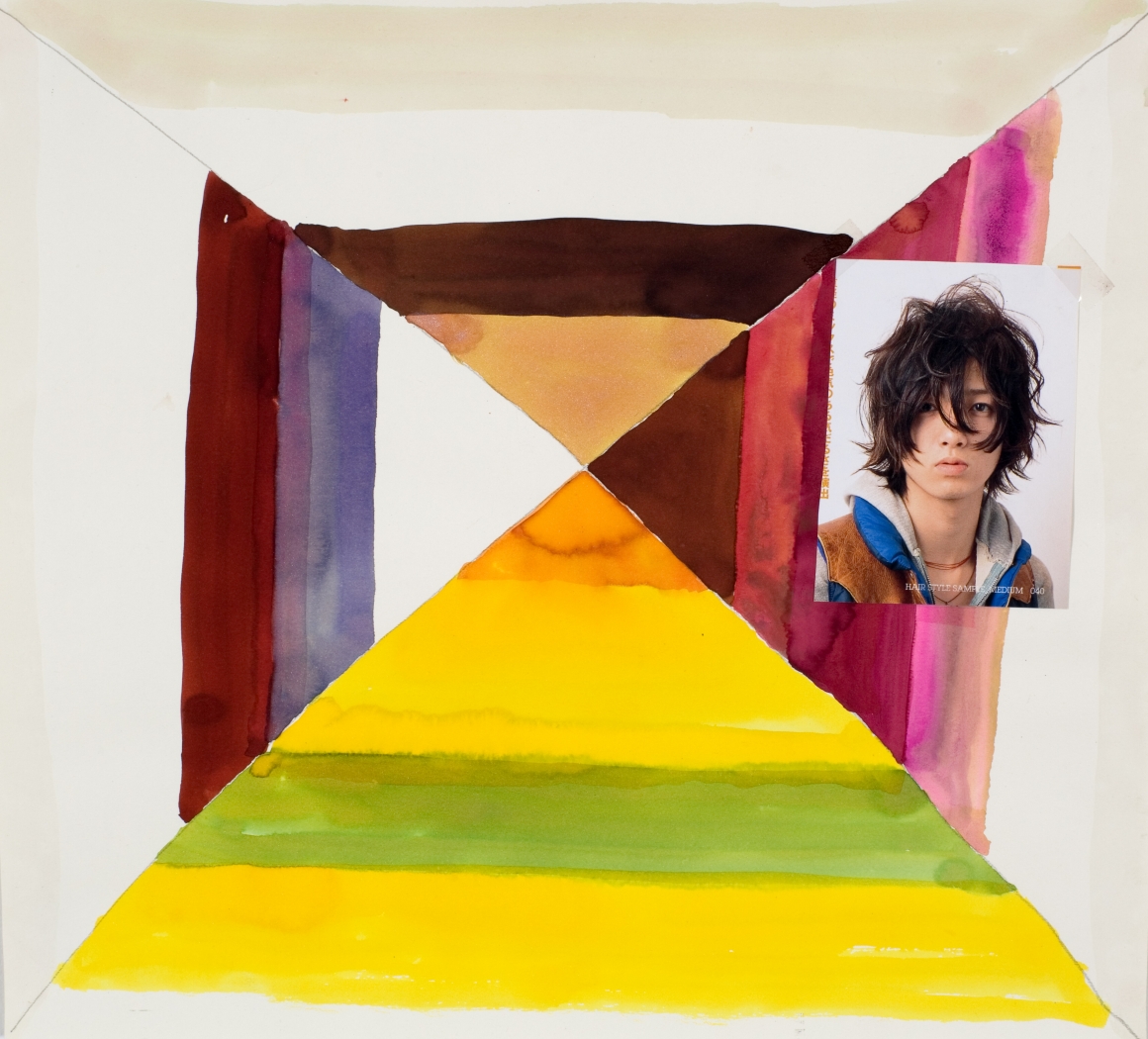 Cruel Poet 11, 2009, watercolor and collage on paper, 14 3/16 x 15 7/16 inches